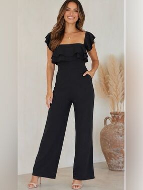 MIND CODE RUFFLE SLEEVE LEG JUMPSUIT